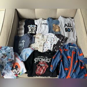 0-3 month baby boy clothes bundle - 9 onesies , 1 Sweatshirt , 2 swim suits